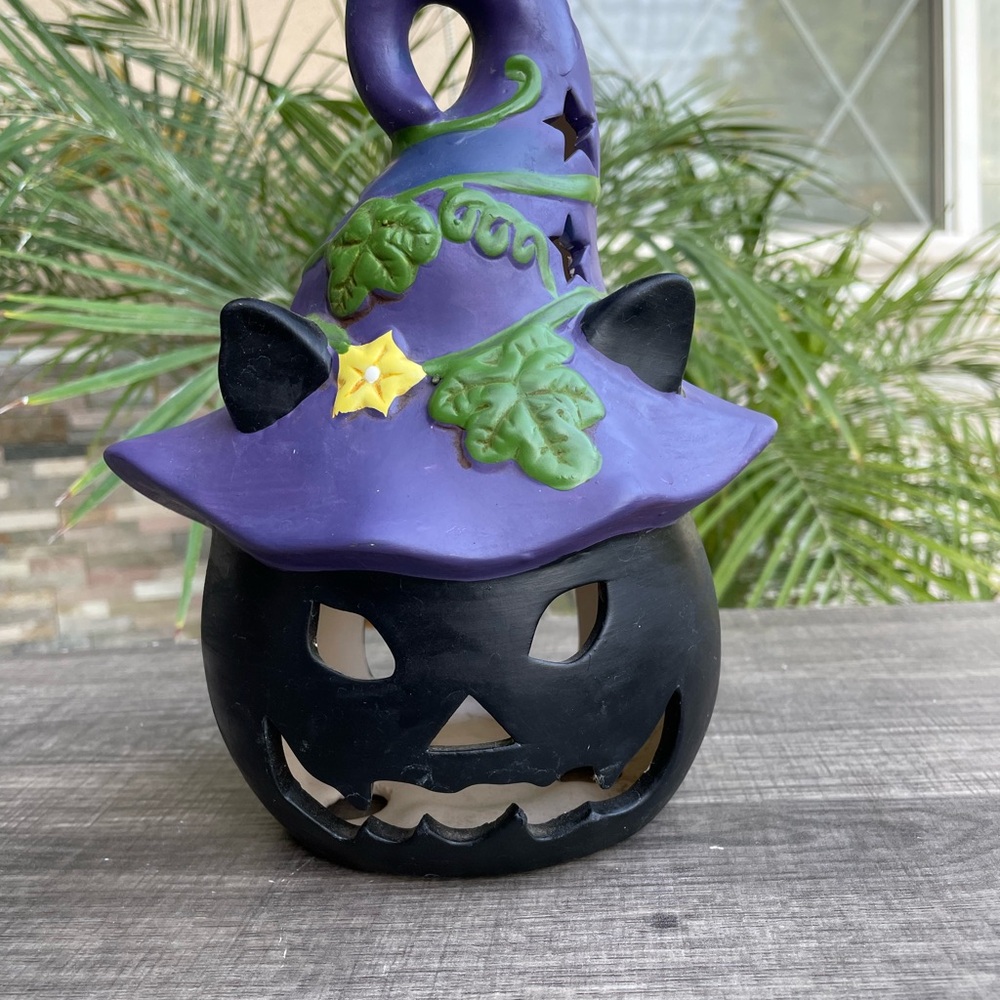 Illuminated Cutout Halloween Pumpkin Black Cat Jack O Lantern - Picture 7 of 7